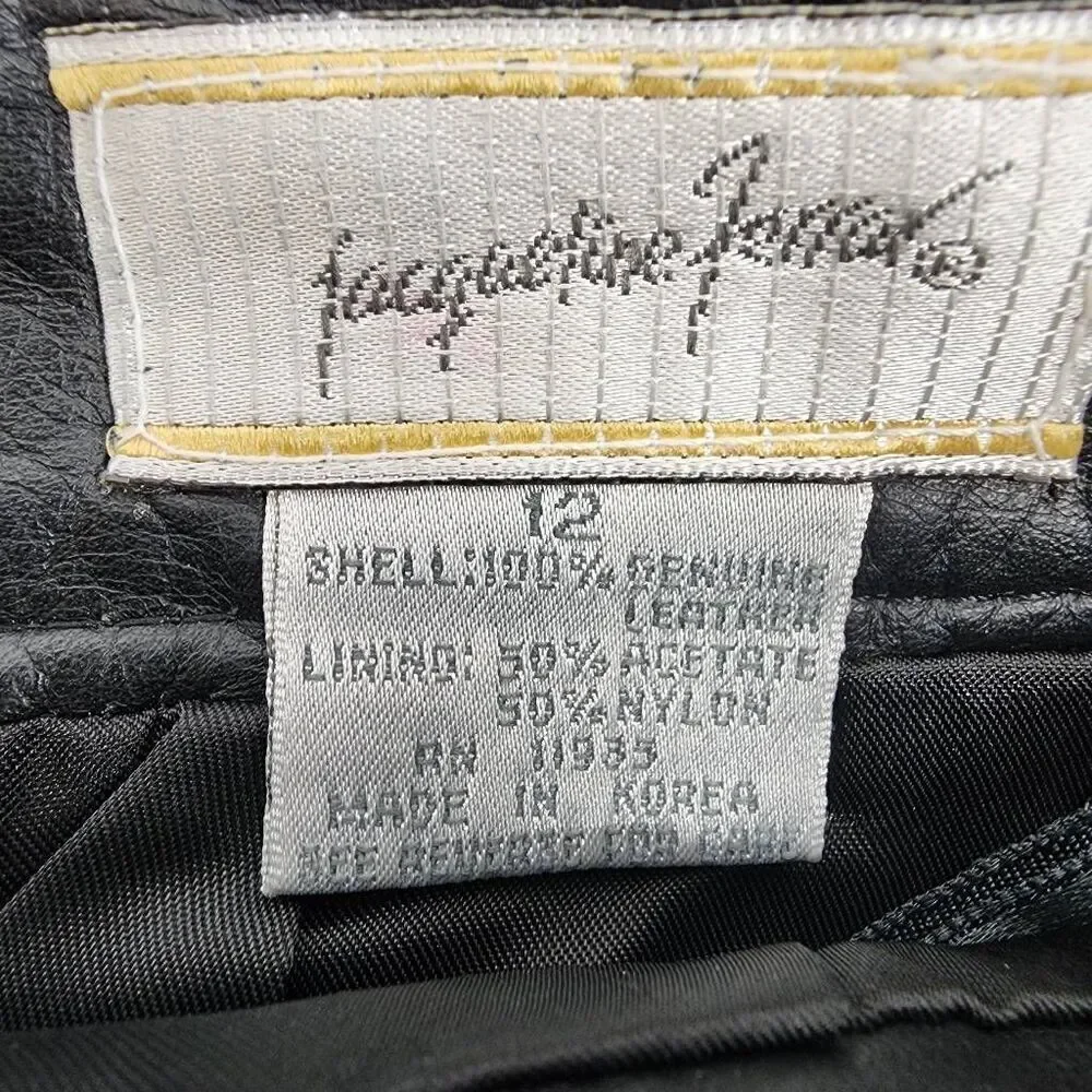 Jacqueline Ferrar Size 12 Vintage Black Leathet Pencil Skirt P10